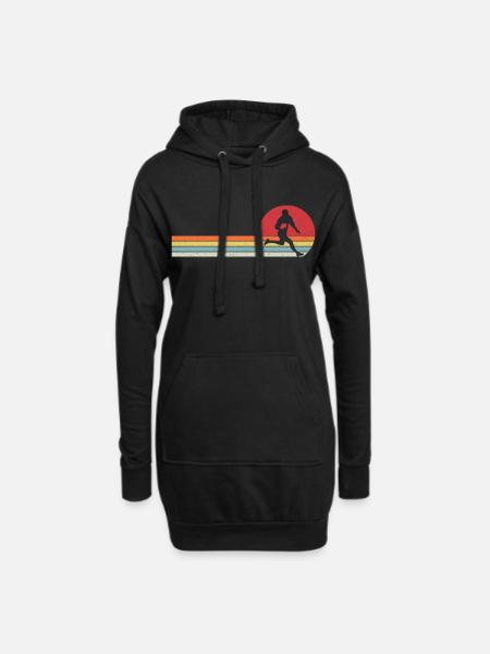 Retro-Rugbyspieler - Hoodie-Kleid - Schwarz