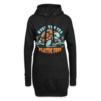 Gardez la mer sans plastique tortue Motif - Sweat-shirt à capuche long Femme - noir - Devant