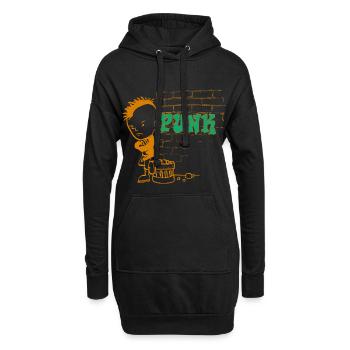 Punk Musik Punker Punkrock Irokesenschnitt Rocker - Hoodie-Kleid - Schwarz - Vorne