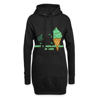 Minz Schoko Chip Eis Ist Leben - Hoodie-Kleid - Schwarz - Vorne