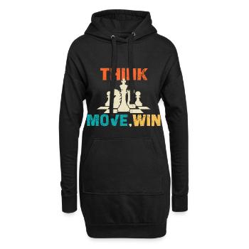 Échecs, Penser, Bouger, Gagner, Club des Maîtres d’Échecs - Sweat-shirt à capuche long Femme - noir - Devant