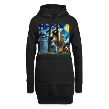 Waschbär Starry Night - Hoodie-Kleid - Schwarz - Vorne