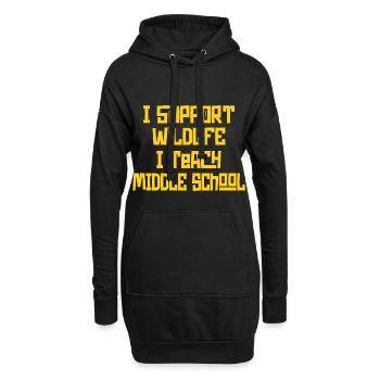 I Support Wildlife I Teach Middle School - Lehrer - Hoodie-Kleid - Schwarz - Vorne