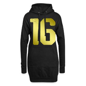 16 Maillot numéro - Sweat-shirt à capuche long Femme - noir - Devant
