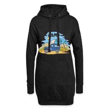 Camping Wohnmobil Vintage im Wohnwagen Caravan - Hoodie-Kleid - Schwarz - Vorne