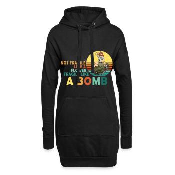 Nicht zerbrechlich wie eine Blume, sondern eine - Hoodie-Kleid - Schwarz - Vorne