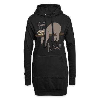Heute nicht - Faultier - Hoodie-Kleid - Schwarz - Vorne