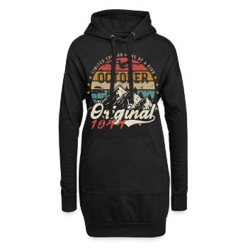 Anniversary Gift - Vintage Born October 1944 - Hoodie Dress - black - Front
