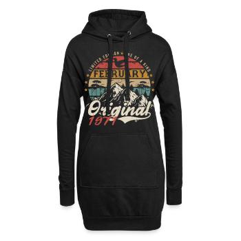 Geschenk zum 54. Geburtstag, geboren im Februar 1971 - Hoodie-Kleid - Schwarz - Vorne