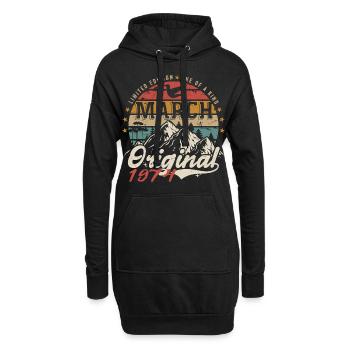 Genial seit März 1974 | Geburtstag März 1974 - Hoodie-Kleid - Schwarz - Vorne