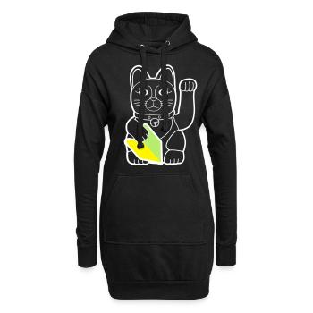 Maneki Neko « Wakaba » - Light Contour - Sweat-shirt à capuche long Femme - noir - Devant