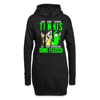 Leben Ohne Tennis Grillen Ohne Fleisch - Hoodie-Kleid - Schwarz - Vorne