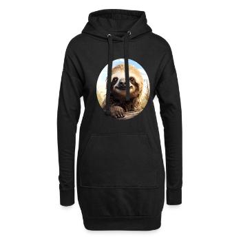 Faultier - Hoodie-Kleid - Schwarz - Vorne