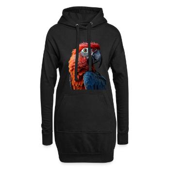 Papagei - Hoodie-Kleid - Schwarz - Vorne