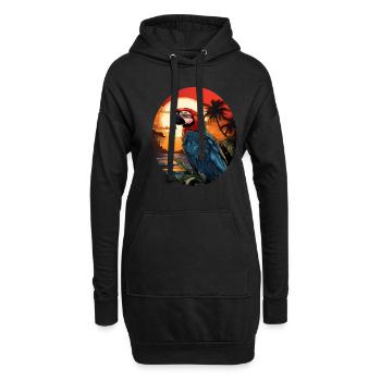 Papagei - Hoodie-Kleid - Schwarz - Vorne