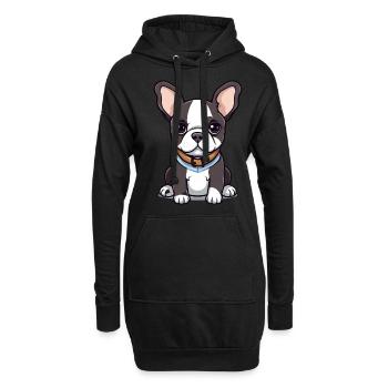 Niedliche Bulldogge Mops Hund - Hoodie-Kleid - Schwarz - Vorne