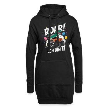 11. Geburtstag 11 Jahre Dino Monstertruck Fan - Hoodie-Kleid - Schwarz - Vorne