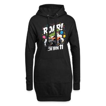 11. Geburtstag 11 Jahre Dino Monstertruck Fan - Hoodie-Kleid - Schwarz - Vorne
