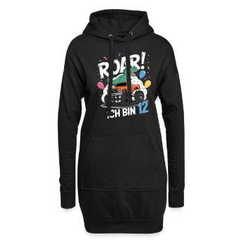 12. Geburtstag 12 Jahre Dino Monstertruck Fan - Hoodie-Kleid - Schwarz - Vorne