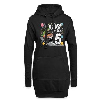 5. Geburtstag 5 Jahre Dino Monstertruck Fan - Hoodie-Kleid - Schwarz - Vorne