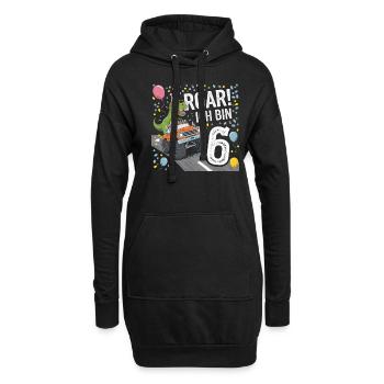 6ème anniversaire 6 ans Dino Monster Truck Fan - Sweat-shirt à capuche long Femme - noir - Devant