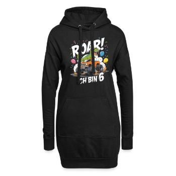 6ème anniversaire 6 ans Dino Monster Truck Fan - Sweat-shirt à capuche long Femme - noir - Devant
