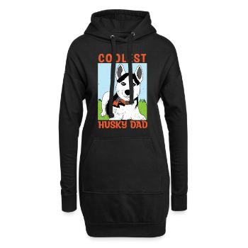 Husky Dog Blue Eyes Propriétaire de chien Huskydad - Sweat-shirt à capuche long Femme - noir - Devant