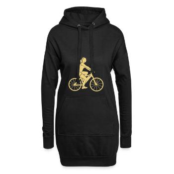 Fahrrad Ebike Frau Rentnerin Radfahrerin Symbol - Hoodie-Kleid - Schwarz - Vorne
