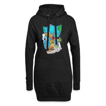 Katze Chaton Chat Monstre - Sweat-shirt à capuche long Femme - noir - Devant