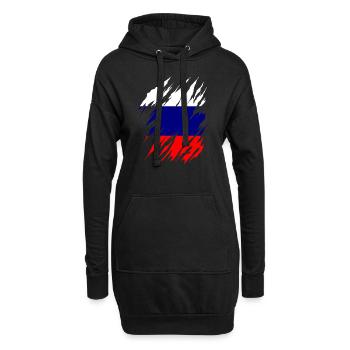 Russland Flagge Vintage Russische Fahne Used Look - Hoodie-Kleid - Schwarz - Vorne