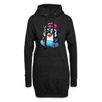 Lustiger Pinguin Skateboard Comic Cartoon Skate - Hoodie-Kleid - Schwarz - Vorne