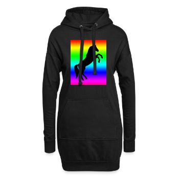 Regenbogen Pferd - Hoodie-Kleid - Schwarz - Vorne