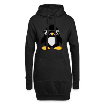 Cool oiseau pingouin chef mignon avec des lunettes de soleil - Sweat-shirt à capuche long Femme - noir - Devant