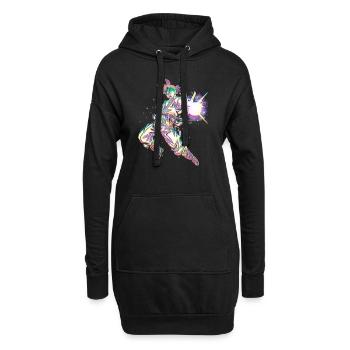 Animierter Stil - Hoodie-Kleid - Schwarz - Vorne