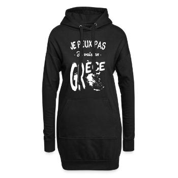 Je peux pas je vais en Grèce - Sweat-shirt à capuche long Femme - noir - Devant