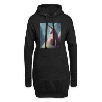 Comic Cartoon Zeichnung eines queeren Einhorns mit Rosa - Hoodie-Kleid - Schwarz - Vorne