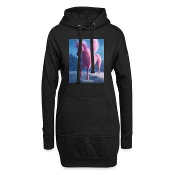Comic Cartoon Zeichnung eines queeren Einhorns mit Pink - Hoodie-Kleid - Schwarz - Vorne