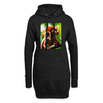 cooler lustiger süßer Koboldmaki (Tarsiidae) Waldcomic - Hoodie-Kleid - Schwarz - Vorne