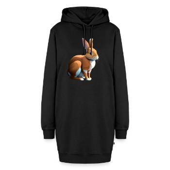 Orangefarbenes Kaninchen - Hoodie-Kleid - Schwarz - Vorne