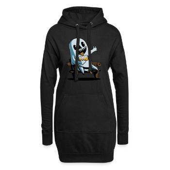 Sandwich fantôme d’Halloween sur le banc du parc - Sweat-shirt à capuche long Femme - noir - Devant