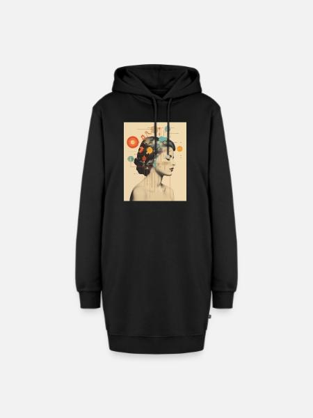Wassermann Collage Kunst Astrologie - Hoodie-Kleid - Schwarz