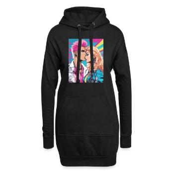 Style des années 80 - Sweat-shirt à capuche long Femme - noir - Devant