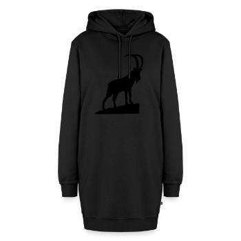 steinbock - Hoodie-Kleid - Schwarz - Vorne - AI Model Female 172 light (172cm)