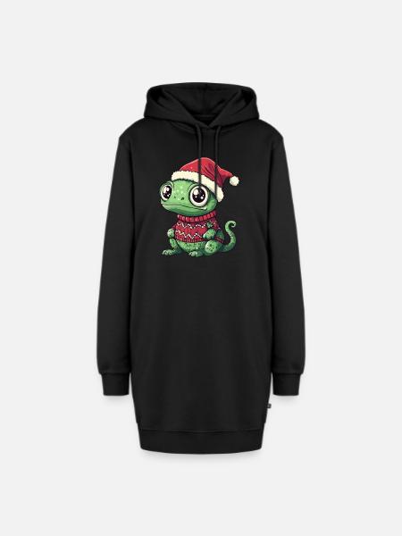 Chameleon Weihnachten - Hoodie-Kleid - Schwarz
