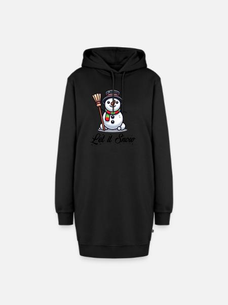 Schneemann Comic - Hoodie-Kleid - Schwarz