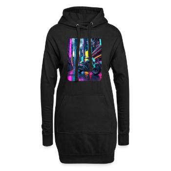 Moto Chrome à Neon City - Sweat-shirt à capuche long Femme - noir - Devant