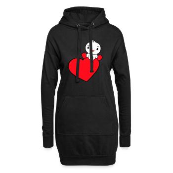 Canard Assis Sur Un Grand Coeur La Saint-Valentin Amour Doux - Sweat-shirt à capuche long Femme - noir - Devant