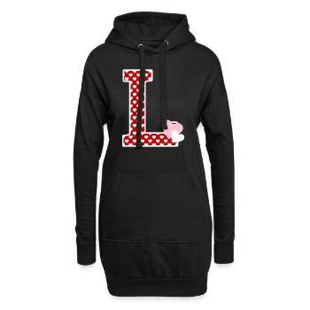 Lettre l cœur - Sweat-shirt à capuche long Femme - noir - Devant