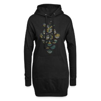 Saale-Unstrut-Wein in Worten - Hoodie-Kleid - Schwarz - Vorne