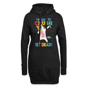 Je suis prêt à écraser les filles arc-en-ciel de 1ère année garçons - Sweat-shirt à capuche long Femme - noir - Devant